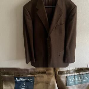 Italian Wool Blazer Brown Windowpane Heritage Core  Professor Core Ivy Style 48L